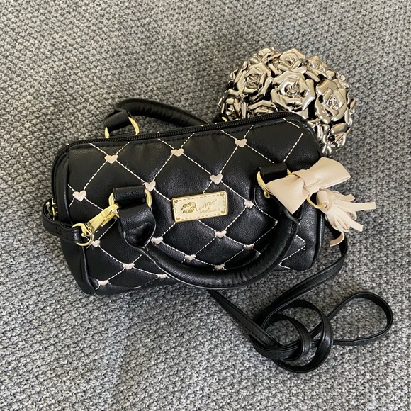 Betsey Johnson Bags Betsey Johnson Mini Heart Quilted Bag Black And